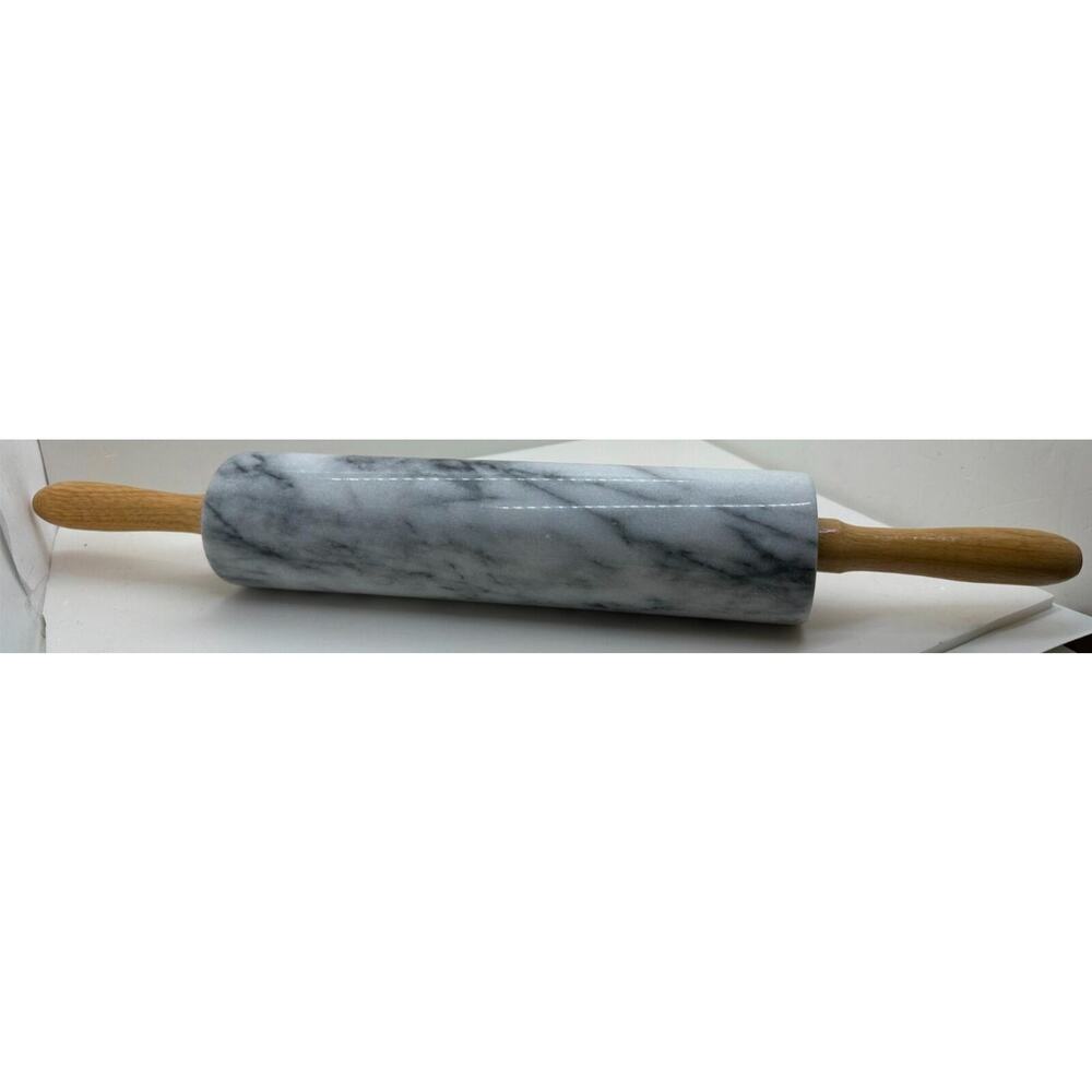 Fox Run 10" White Marble Rolling Pin with Wood Handles New